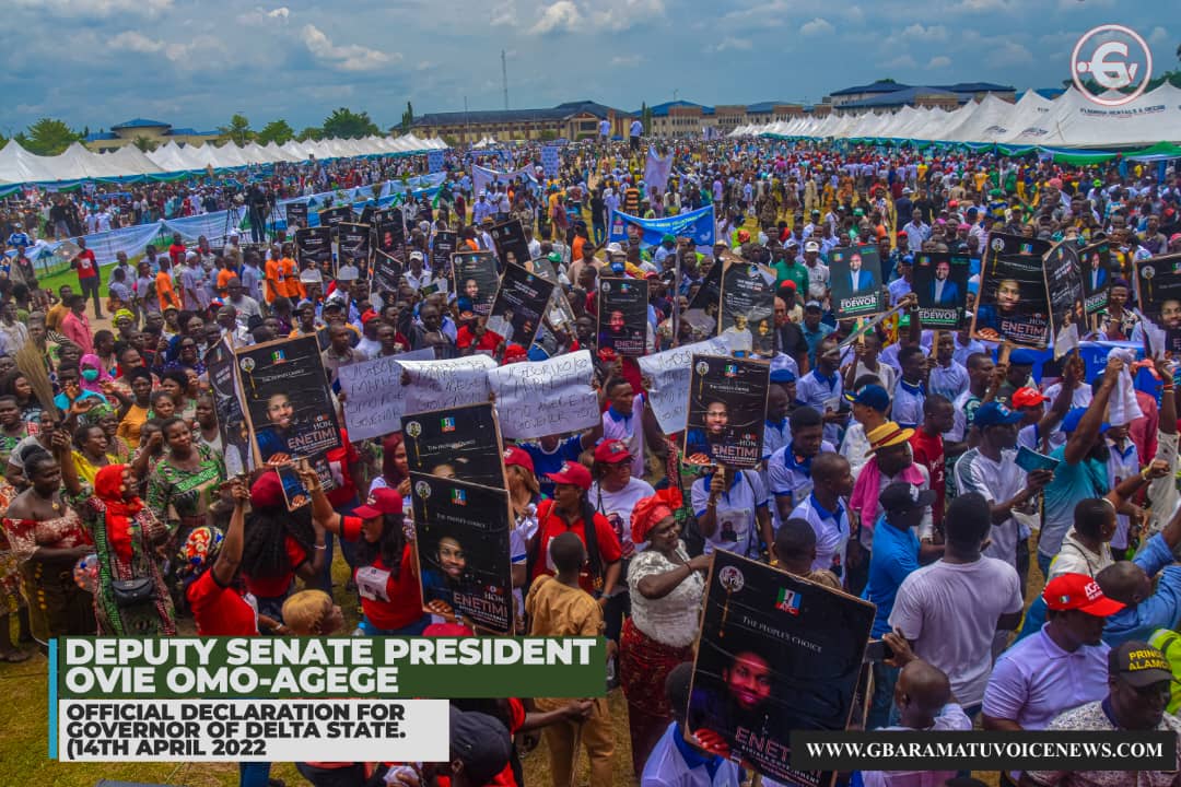 PICTORIAL: Mammoth crowd attend Omo-Agege’s governorship declaration in Delta