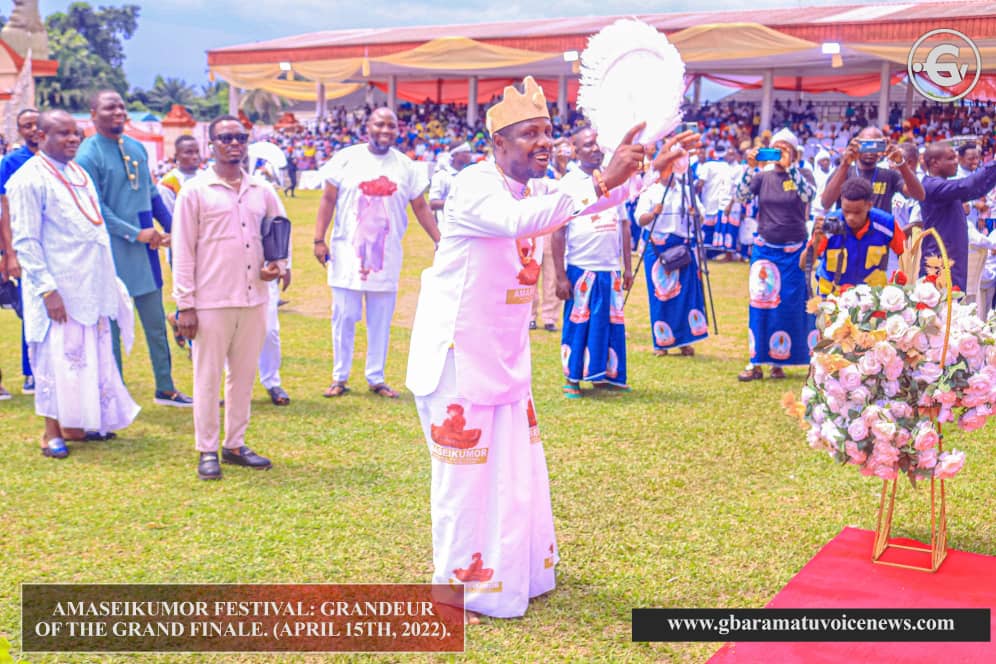 Tompolo rocks traditional costume during 2022 Amaseikumor festival in Gbaramatu Kingdom
