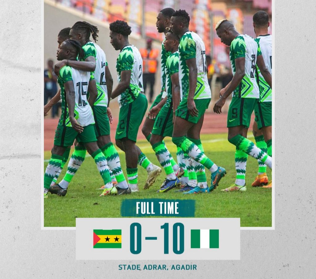 BREAKING: Nigeria's Super Eagles record biggest win ever, demolish Sao Tome 10-0 in AFCON qualifier