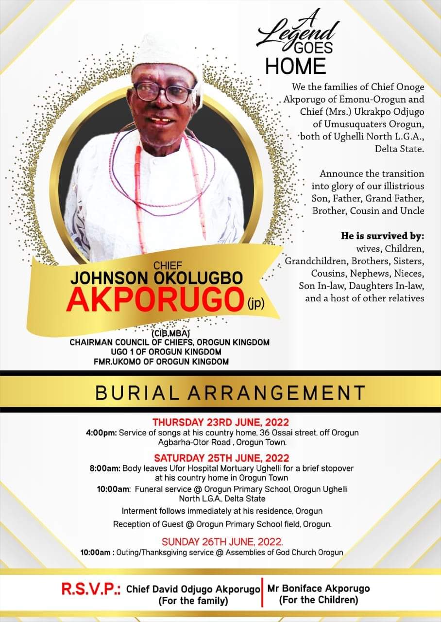 NUPRC Commissioner, Tonlagha, plans befitting burial for father-in-law, Chief Akporugo in Orogun