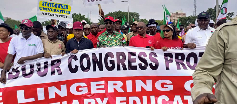 ASUU STRIKE: Nigerian workers, NLC protest grounds activities in Abuja 