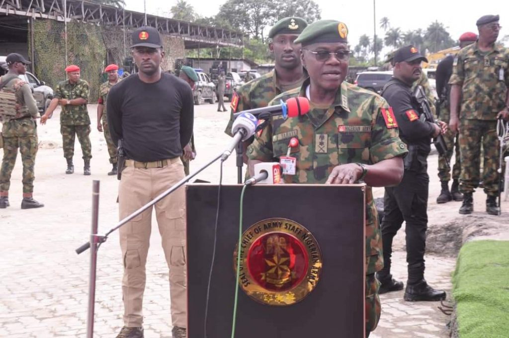 Army chief flags off 'Exercise Still Water' to curb oil theft in Niger Delta