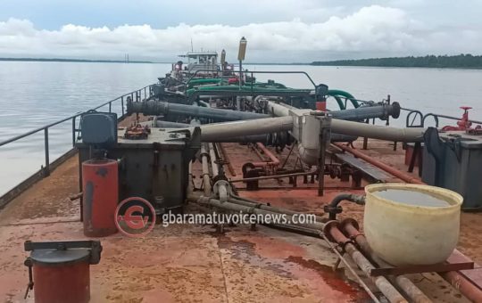 The massive vessel intercepted by Tompolo and his men loaded with illegal crude oil in Delta