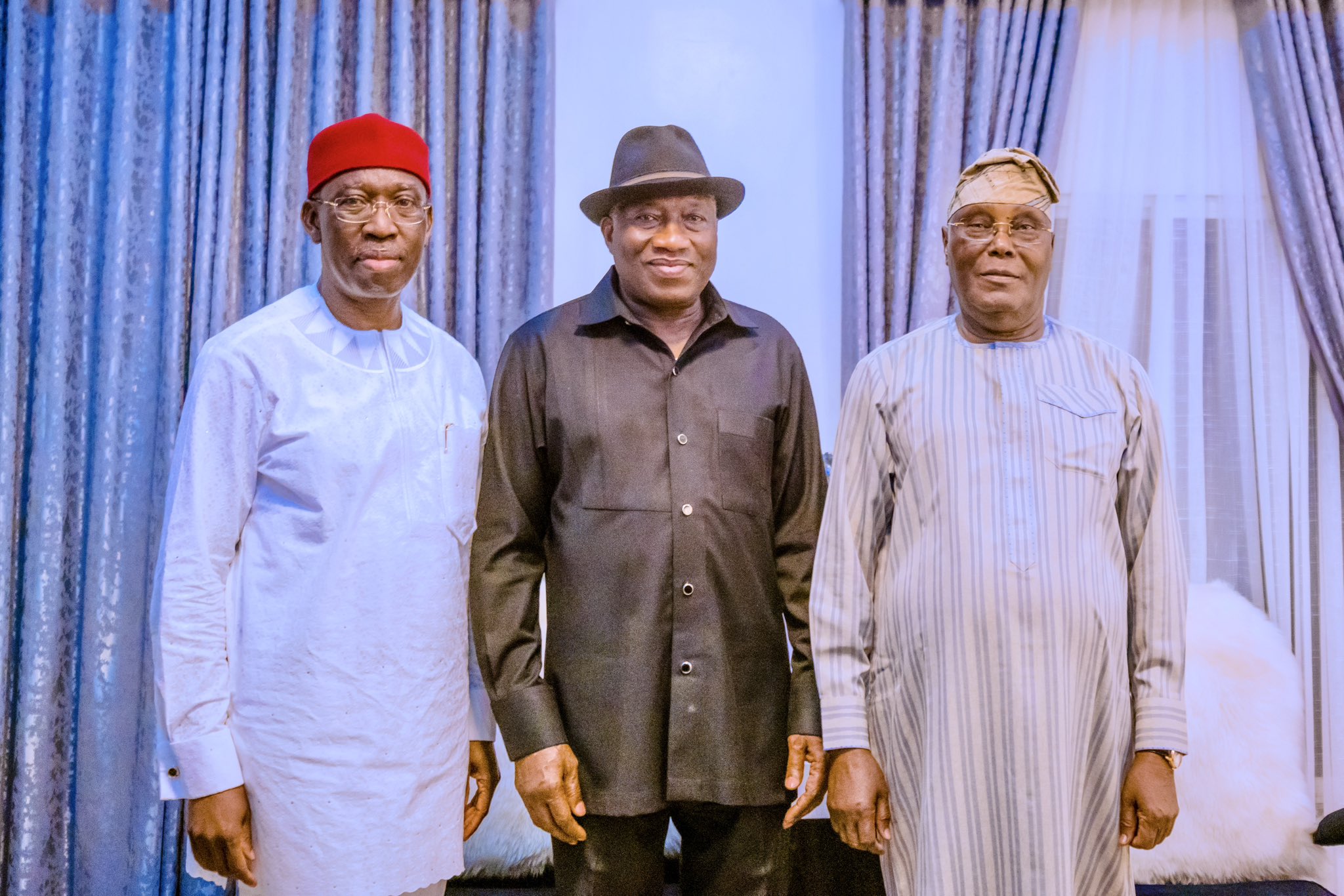 2023 Presidency: Atiku, Okowa meet former President Jonathan in Abuja