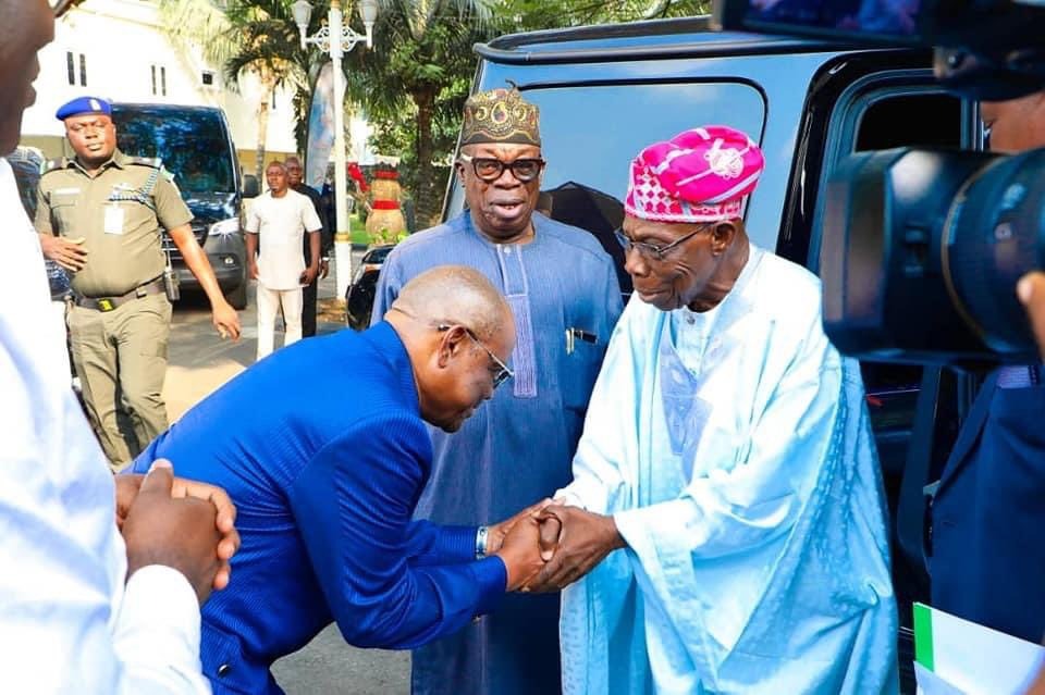 PHOTO STORY: Obasanjo, Fayemi visit Wike in Port Harcourt 