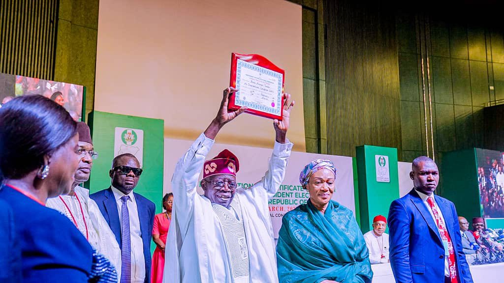 PHOTOS: Buhari, Osinbajo receive Certificates of Return from INEC
