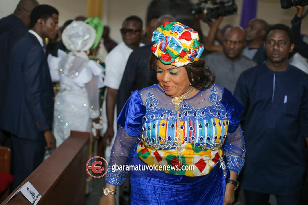 Check out these photos of former first lady Patience Jonathan's beautiful outfit at Pa Diri’s funeral 