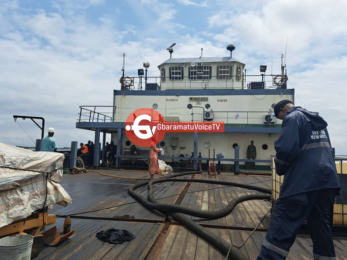 OIL THEFT: See pictures of fresh vessel with stolen crude oil intercepted by men of Tantita Security